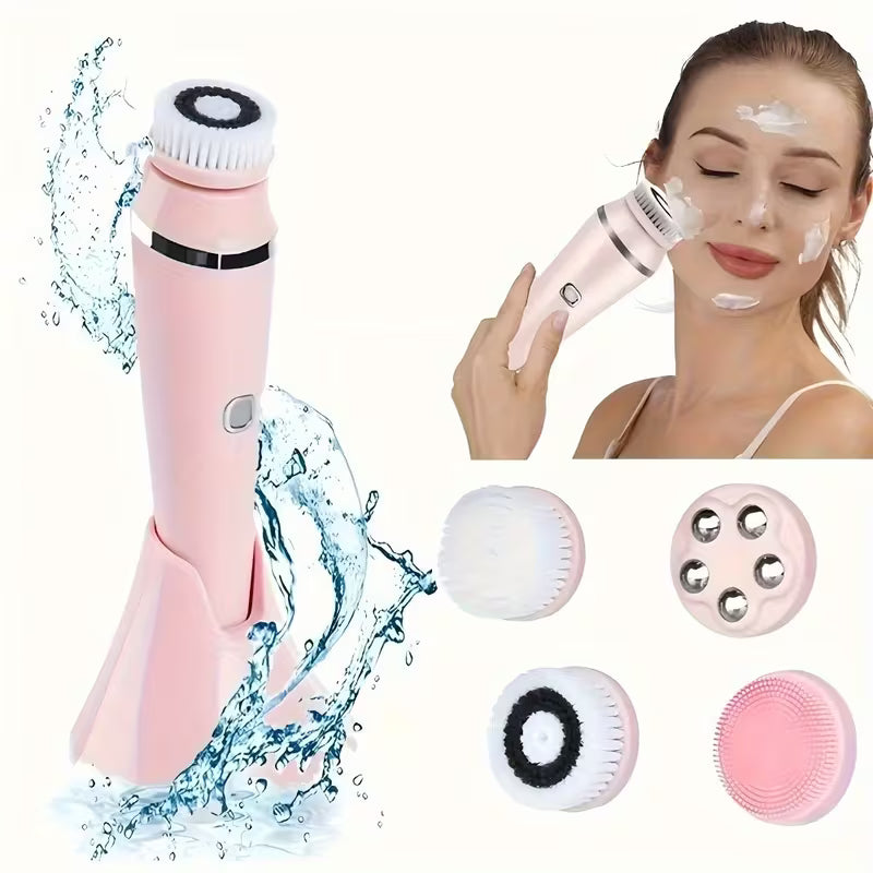 4-in-1 Rechargeable Facial Cleansing & Massage Brush – USB Powered
