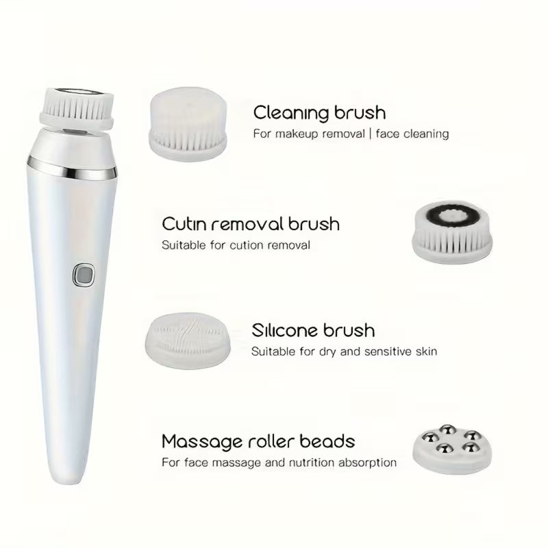 4-in-1 Rechargeable Facial Cleansing & Massage Brush – USB Powered