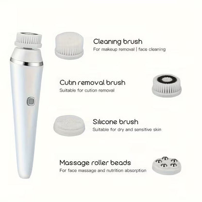 4-in-1 Rechargeable Facial Cleansing & Massage Brush – USB Powered