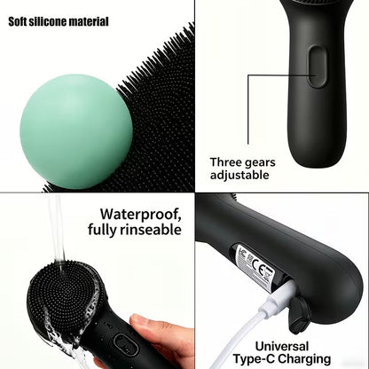 Electric Silicone Facial Cleansing Brush – 3 Speed, Waterproof & Rechargeable