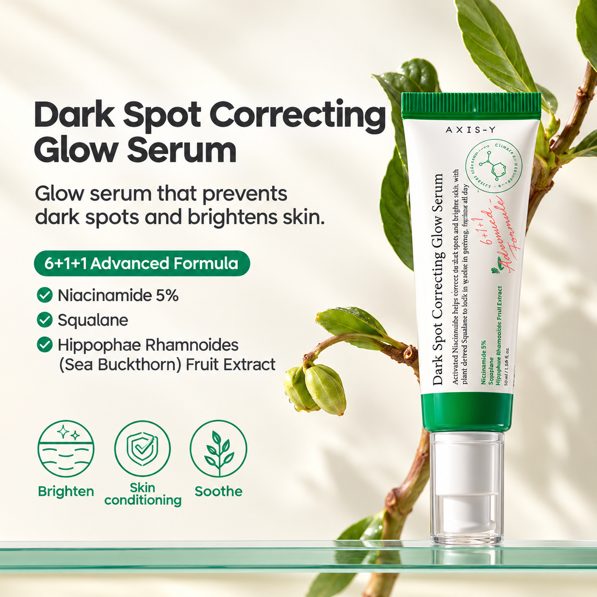AXIS-Y Dark Spot Correcting Glow Serum – Niacinamide 5% Brightening Serum, 50ml