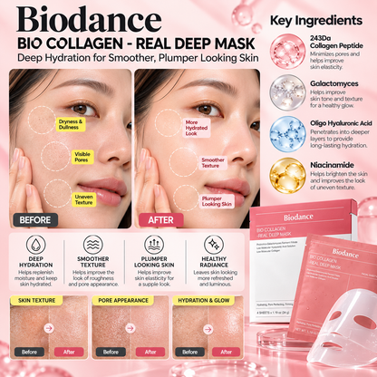 Biodance Bio Collagen Real Deep Mask – Pack of 4 Sheets | Hydrating & Firming